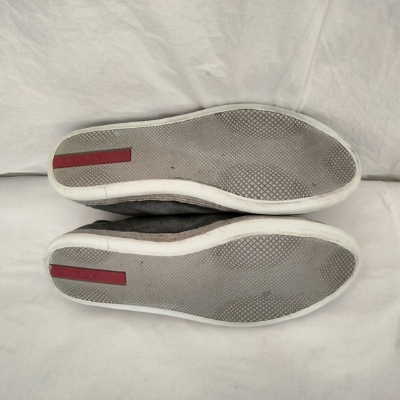 PRADA Sz 38.5 suede Leather Low-top Sneakers women's authentic - Picture 12 of 12